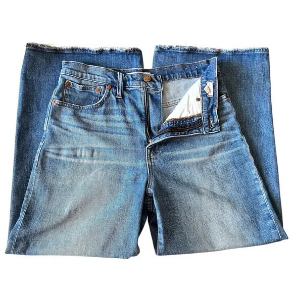 Madewell Wide Leg Crop Blue Denim Retro Stretch Cotton Jeans Women’s 28 - Picture 10 of 15